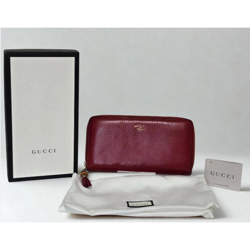 Gucci *Full Inclusion* Swing Bamboo Red Leather Zippy Wallet